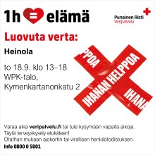 Tilaisuus luovuttaa verta Heinolassa. SPR
