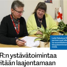Hollolan Sanomien numerossa 6.1.2024 uutisoitiin SPR Hollolan osaston ystävätoiminnasta. Ida Takala / Hollolan Sanomat
