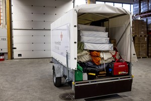 SPR:n liikuteltava evakuointikeskus. Kuva: Marjaana Malkamäki / Punainen Risti